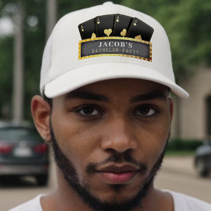 Gorra De Camionero Despedida de soltero negra y dorada de Ases de Pok