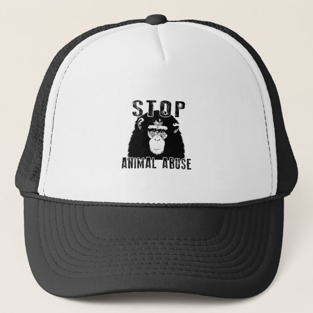 Gorra De Camionero Detener el abuso animal - Chimpancé (Anverso)