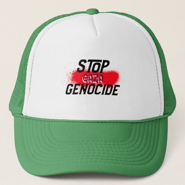 Gorra De Camionero Detener el genocidio de Gaza (Anverso)