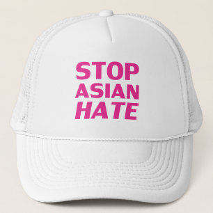 Gorra De Camionero Detener el odio asiático, letras de fucsia rosadas