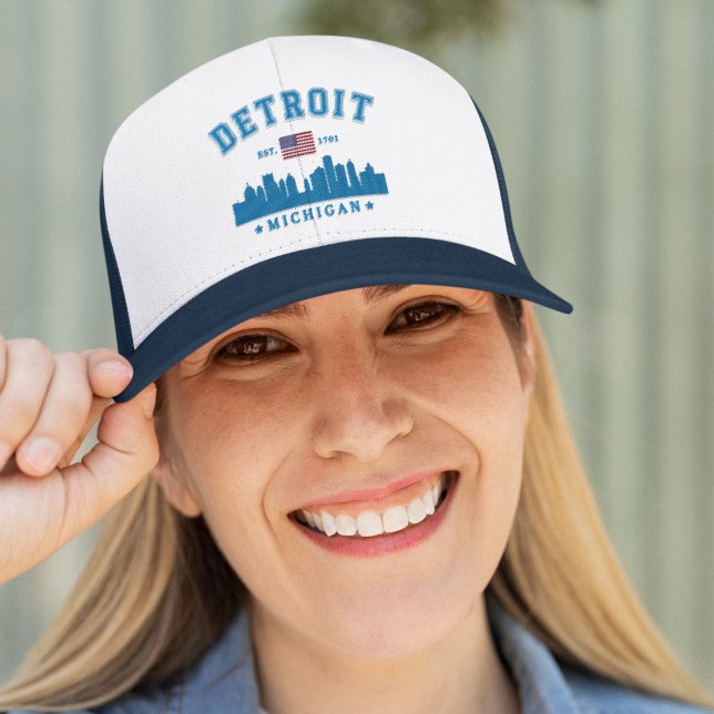 Gorra De Camionero Detroit Michigan Skyline city Est. 1701  (Subido por el creador)