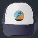 Gorra De Camionero Devils Postpile Monumento Nacional Vintage<br><div class="desc">Diseña las ilustraciones vectoriales de Postpile. Situado cerca de la montaña Mammoth en el este de California. El monumento protege Devils Postpile,  una inusual formación rocosa de basalto columnar.</div>