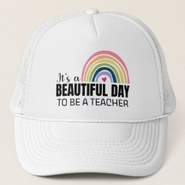 Gorra De Camionero Día de Beautifu para profesores del arcoiris