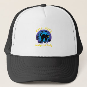 Gorra De Camionero Día de Brujas Gato Negro Señora Asustadiza