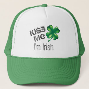 Gorra De Camionero Día de San Patricio Bésame Soy Irlandés, Trébol Ve