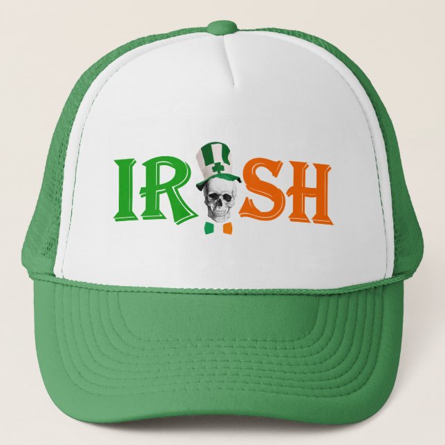 Gorra De Camionero Día de San Patricio de Irlanda Negro (Anverso)