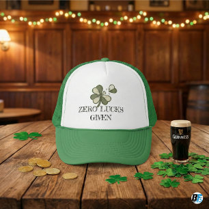 Gorra De Camionero Día de San Patricio sarcástico con cero suerte