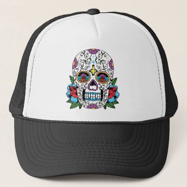 Gorra De Camionero Día del cráneo mexicano muerto (Anverso)