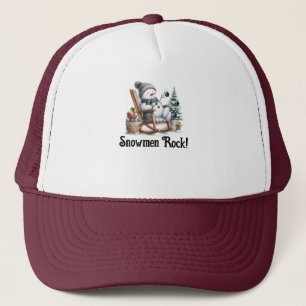 Gorra De Camionero Día del muñeco de nieve relajándose en una mecedor