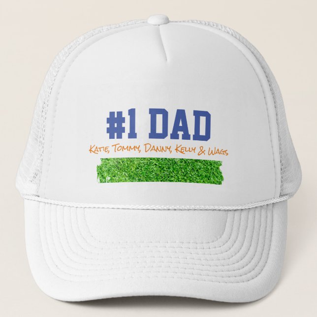 Gorra De Camionero Día del Padres #1 DAD NOMBRES NIÑOS Grass Fun (Anverso)