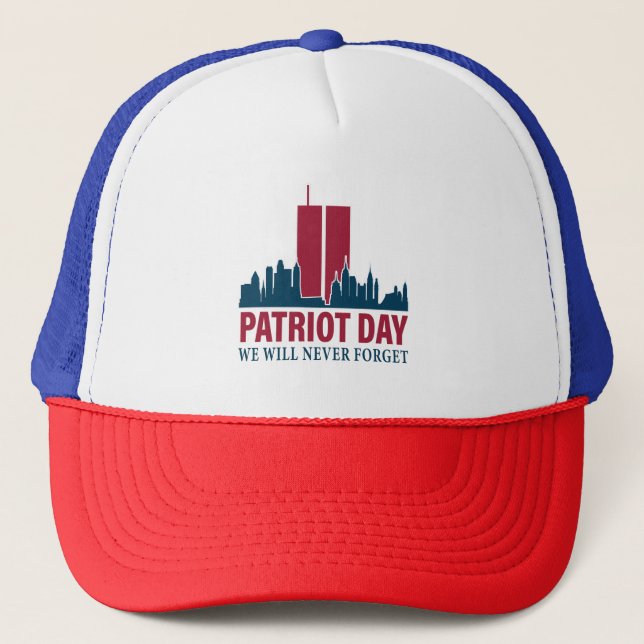 Gorra De Camionero Día del Patriota; nunca olvidaremos (Anverso)