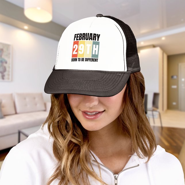 Gorra De Camionero Día del Salto Cumpleaños Nacido el 29 de febrero A (Leap into style with our Leap Day cap – the perfect accessory to celebrate the extra day with flair!)