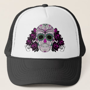Gorra De Camionero Día retro del cráneo muerto del azúcar