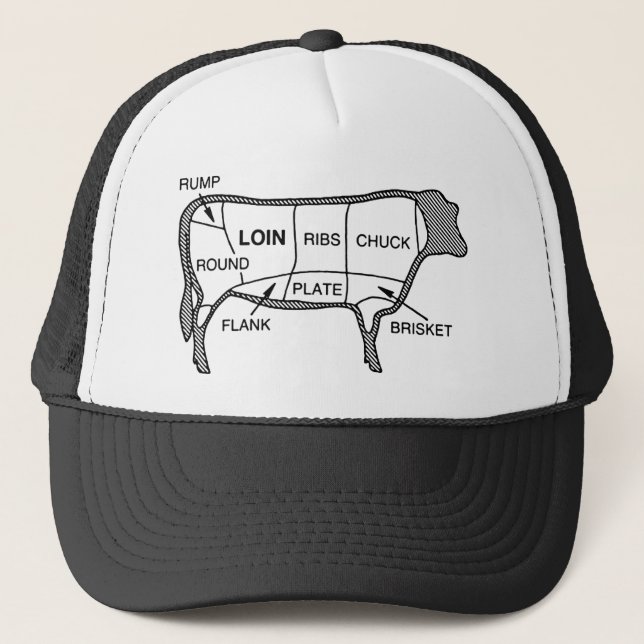 Gorra De Camionero Diagrama de la carne de vaca (Anverso)