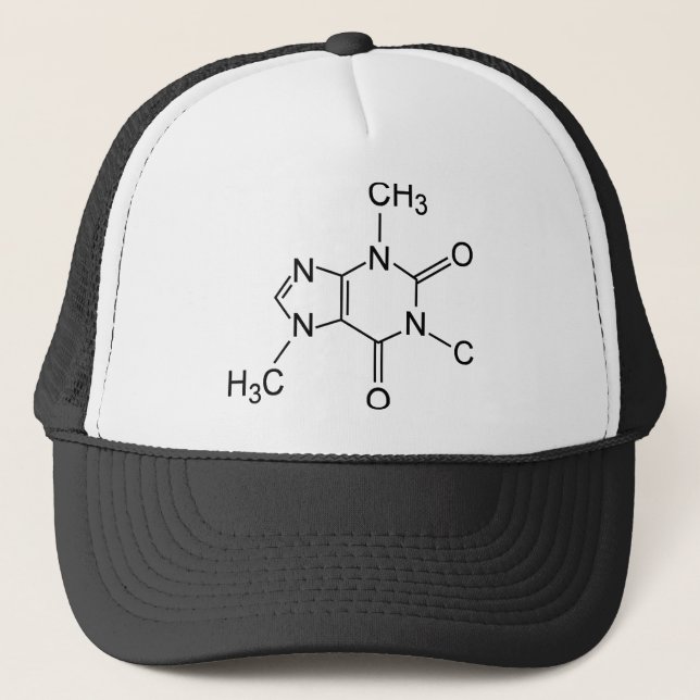 Gorra De Camionero Diagrama Químico de la Molécula de Cafeína (Anverso)