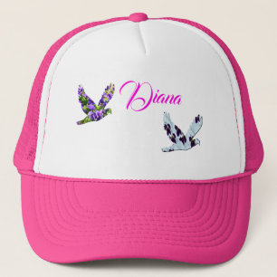 Gorra De Camionero Diana, Chicas Nombran Logo Con Palomas,