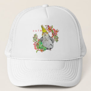 Gorra De Camionero Dibujo acuarela de un gracioso loro de Corella beb