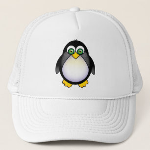 Gorra De Camionero Dibujo animado de ojos verdes del pingüino