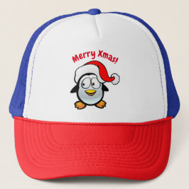 Gorra De Camionero Dibujo animado de Papá Noel del pingüino