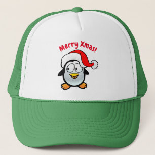 Gorra De Camionero Dibujo animado de Papá Noel del pingüino