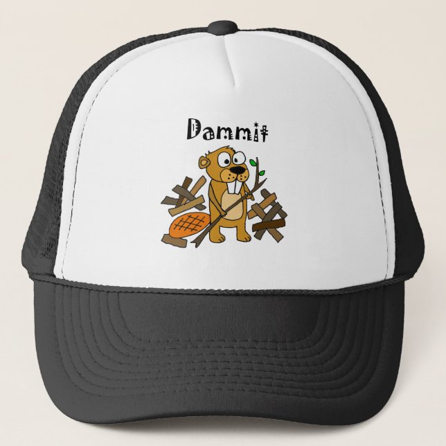 Gorra De Camionero Dibujo animado divertido del castor y de la presa (Anverso)