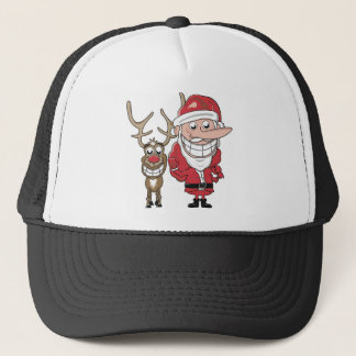Gorra De Camionero Dibujo animado divertido Santa y Rudolph