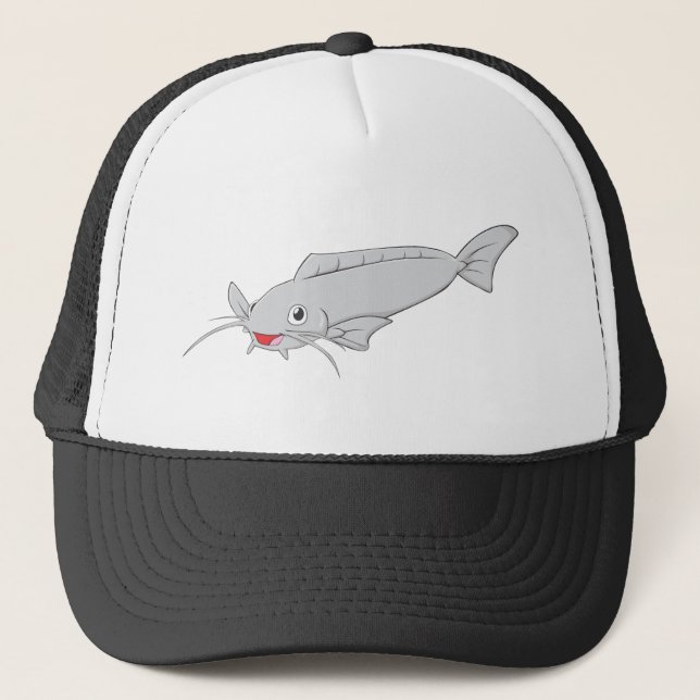 Gorra De Camionero Dibujo animado feliz del siluro del río (Anverso)