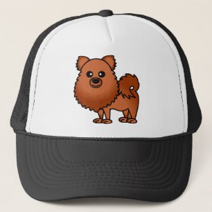 Gorra De Camionero Dibujo animado lindo de Pomeranian - rojo