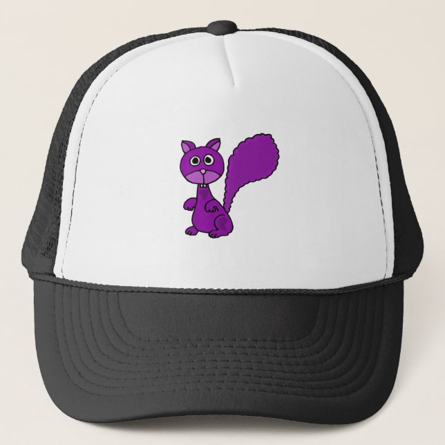Gorra De Camionero Dibujo animado púrpura divertido de la ardilla (Anverso)