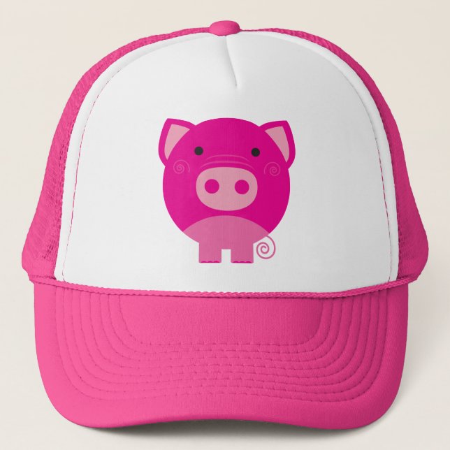 Gorra De Camionero Dibujo animado redondo lindo del cerdo (Anverso)