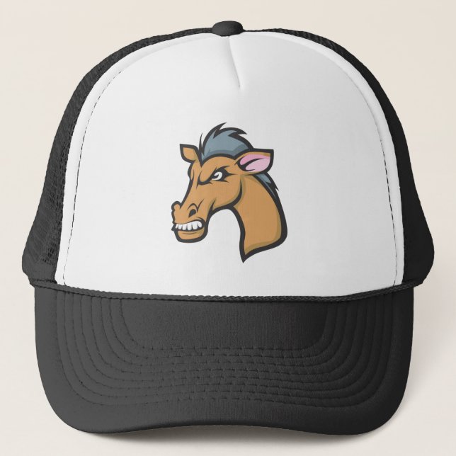 Gorra De Camionero Dibujo animado salvaje enojado enojado del caballo (Anverso)