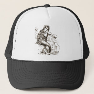 Gorra De Camionero Dibujo blanco negro de la sirena del vintage