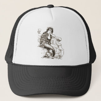 Gorra De Camionero Dibujo blanco negro de la sirena del vintage