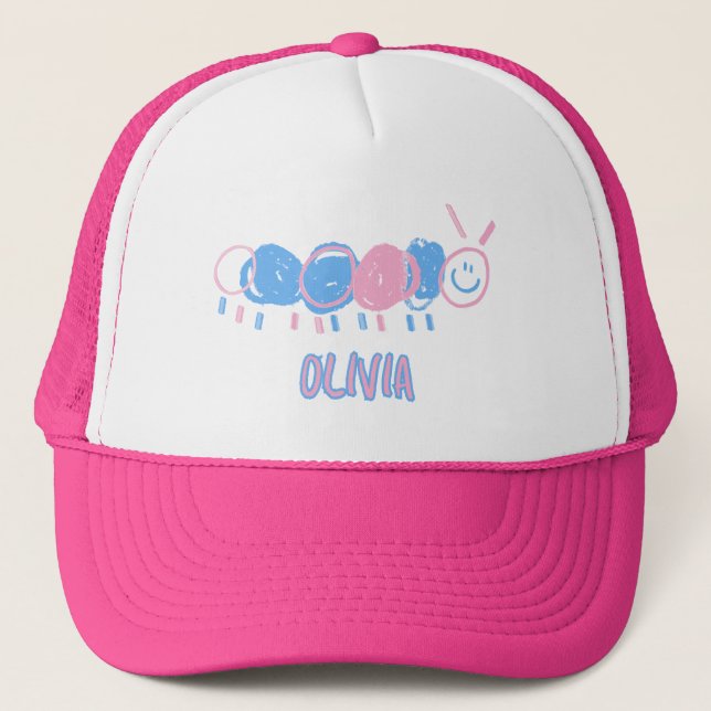 Gorra De Camionero Dibujo de gusano de garabato para niños personaliz (Anverso)