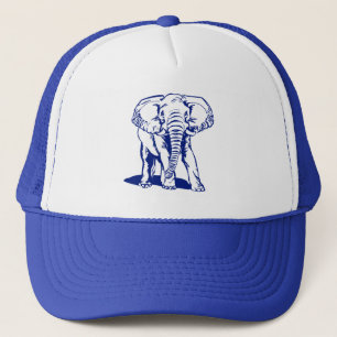 Gorra De Camionero Dibujo de la línea azul del elefante de la marina