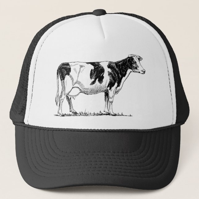 Gorra De Camionero Dibujo de lápiz Fresian Dairy Cow Holstein (Anverso)