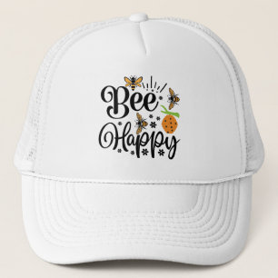 Gorra De Camionero Dibujo de palabras de abeja linda feliz 