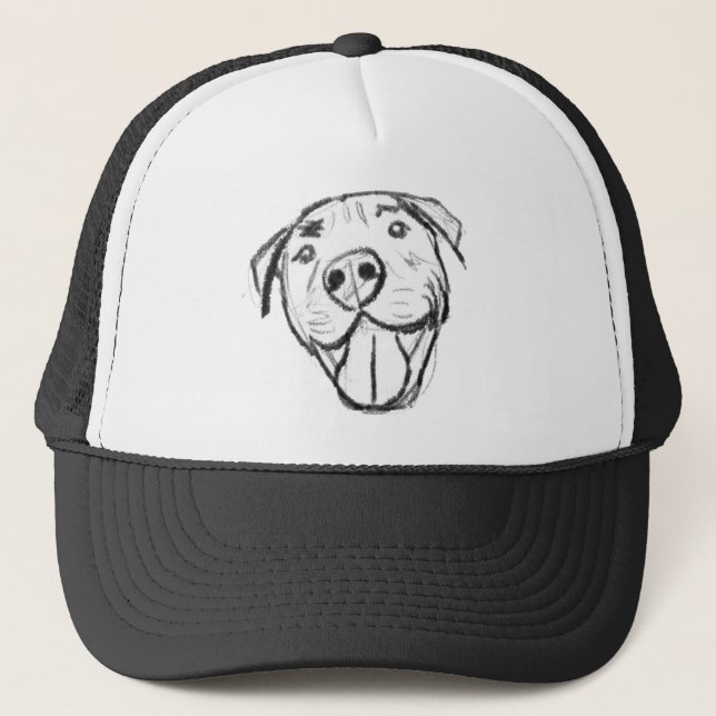 Gorra De Camionero dibujo de pitbull simple amantes de perros blanco  (Anverso)
