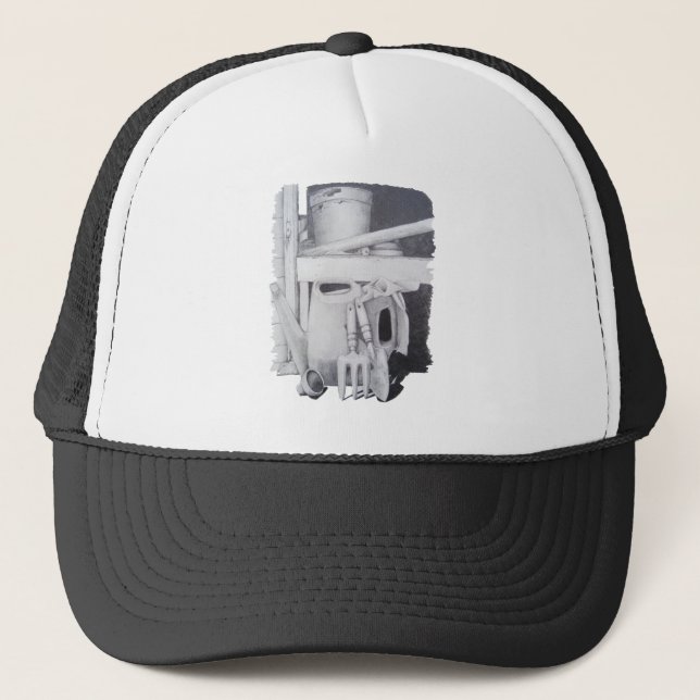 Gorra De Camionero dibujo de vida de las herramientas de jardín para  (Anverso)