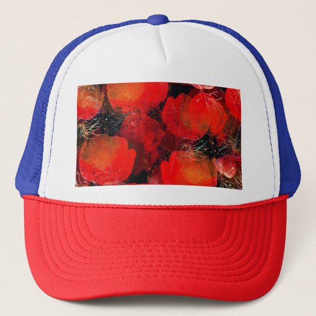 Gorra De Camionero Dibujo digital de acuarela de lapachos salvajes (Anverso)
