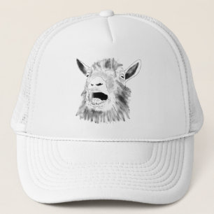 Gorra De Camionero Dibujo Divertido de Cabra Gritando Arte de Animal