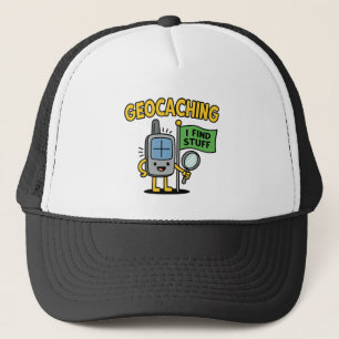 Gorra De Camionero Dibujo divertido de GPS de Geocaching con bandera