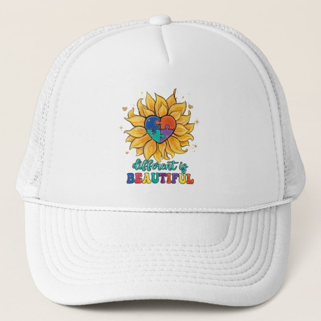 Gorra De Camionero Diferente es bello autismo (Anverso)
