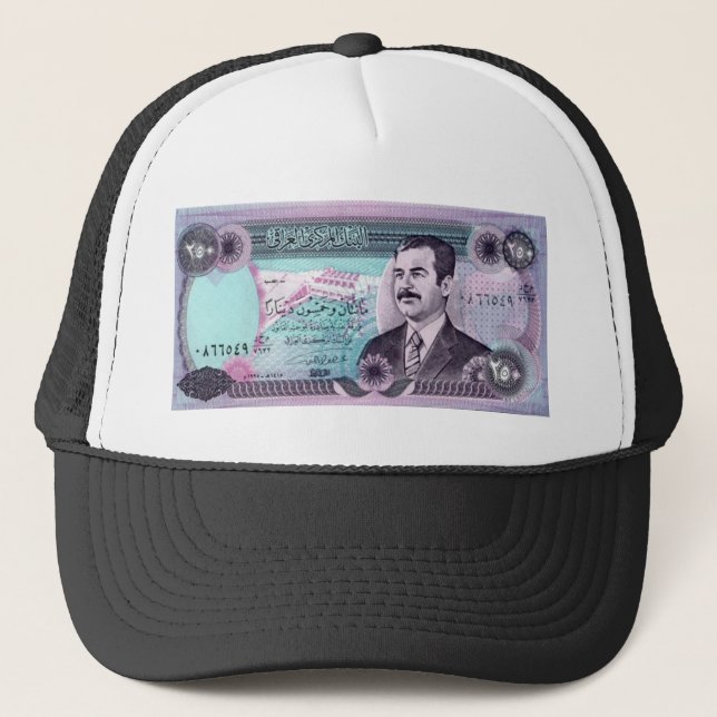 Gorra De Camionero Dinar iraquí con Saddam Hussein (Anverso)