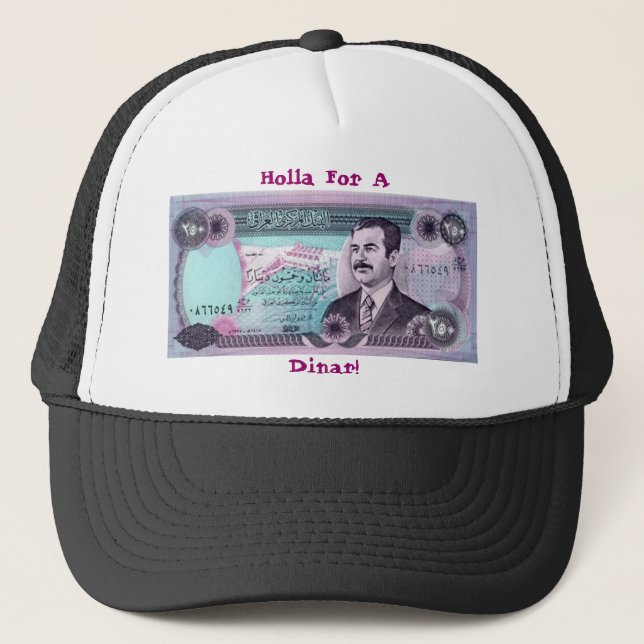 Gorra De Camionero Dinar iraquí con Saddam Hussein (Anverso)