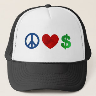 Gorra De Camionero Dinero del amor de la paz