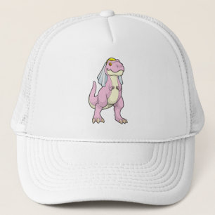 Gorra De Camionero Dinosaur como novia en boda con velo