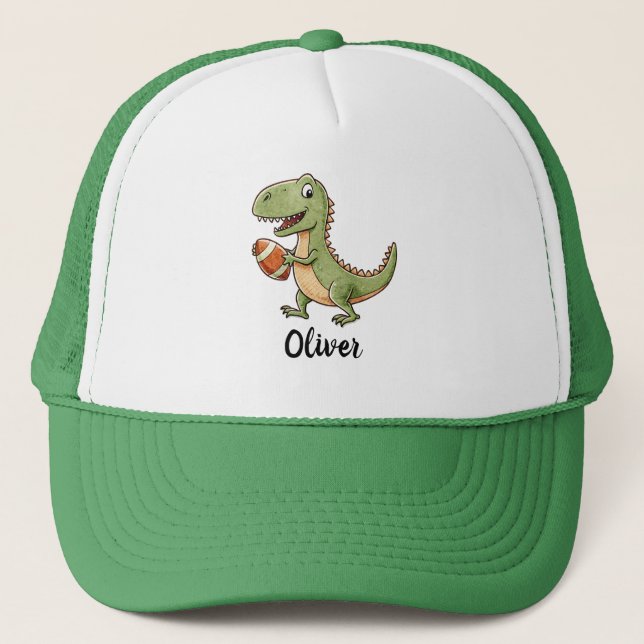 Gorra De Camionero Dinosaur Lindo Jugando Fútbol (Anverso)