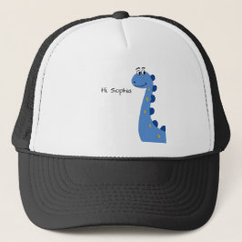 Gorra De Camionero Dinosaurio Azul Adorable - Nombre Personalizado So