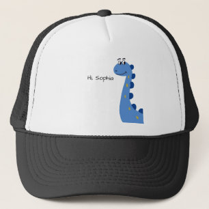 Gorra De Camionero Dinosaurio Azul Adorable - Nombre Personalizado So